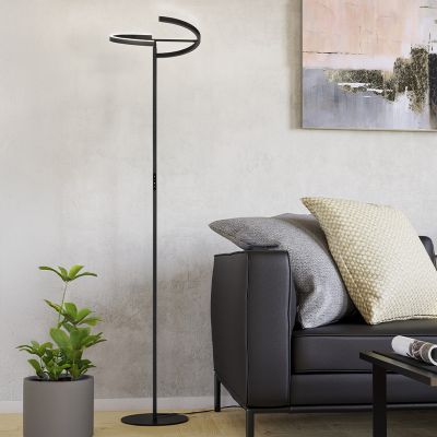 Lampadar negru din plastic, Corwin, 8,8W, LED 3000K, cu întrerupător tactil