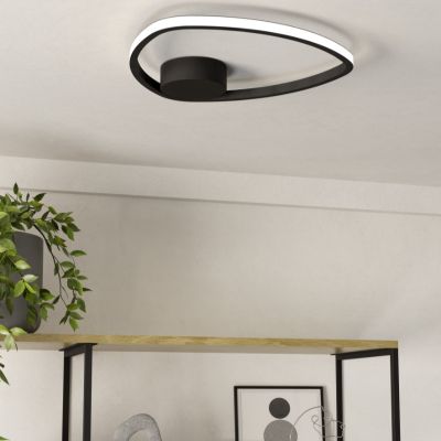 Plafonieră neagră din aluminiu, Minouche, 9,7W, LED white switch, con telecomando