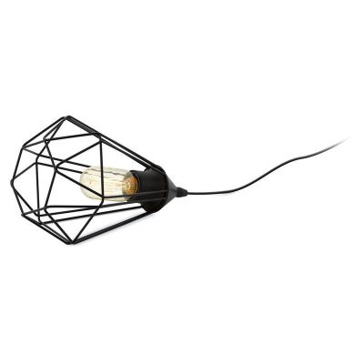 Lampă de masă neagră din metal, Costel, con întrerupător