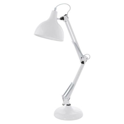 Lampă de birou albă din metal, Josha, con întrerupător
