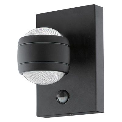 Aplică exterior cu senzor de mișcare neagră din plastic, Bastien, IP44