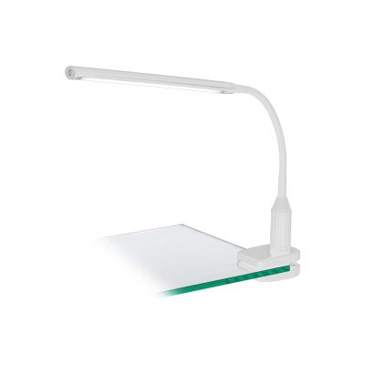Lampă cu clemă albă din plastic, Brennan, 4W, LED 4000K, con întrerupător