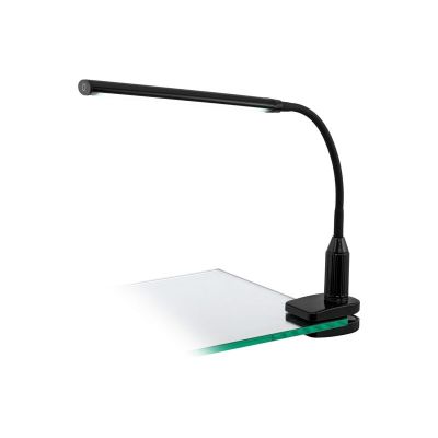 Lampă cu clemă neagră din plastic, Brennan, 4W, LED 4000K, con întrerupător