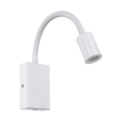 Aplică de perete albă din plastic, Cafer, 4W, LED 3000K, con întrerupător