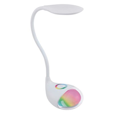 Lampă de birou albă din plastic, Chana, 2W, LED RGBW, cu întrerupător tactil