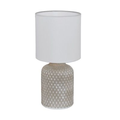 Lampă de masă din ceramică gri, Angele, con întrerupător