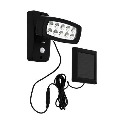 Aplică solară exterior neagră din plastic, Fuat, 2W, LED 3000K, IP44