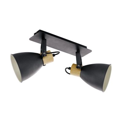 Spot LED de tavan gri din lemn, Nickey