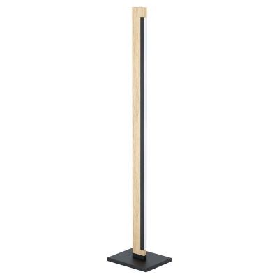 Lampadar negru din lemn, Ludovica, 22W, LED 3000K, con întrerupător