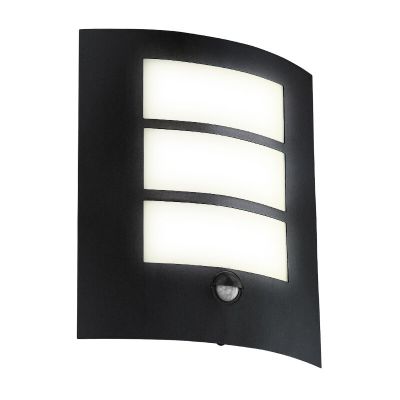 Aplică exterior cu senzor de mișcare neagră din oțel, Elyana, IP44