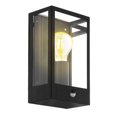 Aplică exterior cu senzor de mișcare neagră din oțel, Alihan, IP44