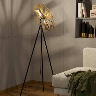 Lampadar auriu din aluminiu, Thiemen, con întrerupător