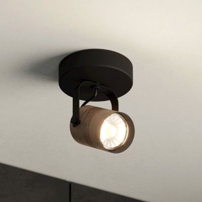 Spot LED de tavan negru din lemn, Thierry