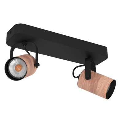 Spot LED de tavan negru din lemn, Thierry