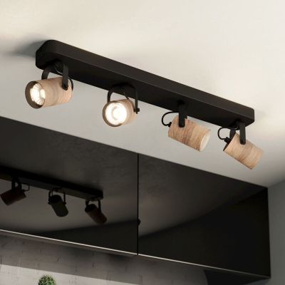 Spot LED de tavan negru din lemn, Thierry