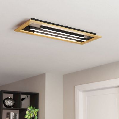 Lampă de tavan dim lemn din aluminiu, Kyllian, 9W, LED reglabil de la alb cald la alb rece, dimmabil în 3 trepte