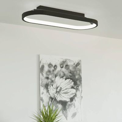 Plafonieră neagră din aluminiu, Maira, 27W, LED 3000K, dimmabil în 3 trepte
