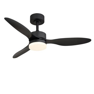 Ventilator de tavan modern, negru, metalic, Herre, 20W, LED reglabil alb cald spre rece, cu telecomandă