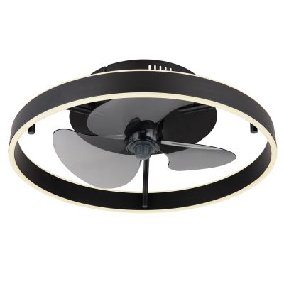 Ventilator de tavan modern, negru, din plastic, Joos, 40W, LED reglabil alb cald-rece, cu telecomandă