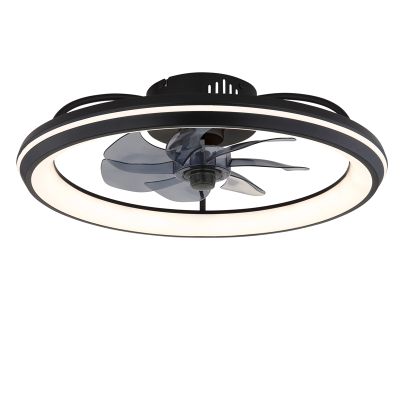 Ventilator de tavan modern, negru, din plastic, Juulke, 40W, LED reglabil alb cald-rece, cu telecomandă