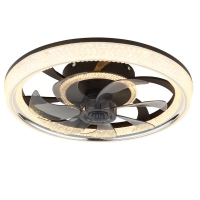 Ventilator de tavan din acril, design negru, Kaleb, 30W, LED reglabil alb cald-rece, cu telecomandă