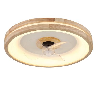 Ventilator de tavan modern din lemn, Klaaske, 30W, LED reglabil alb cald spre rece, cu telecomandă