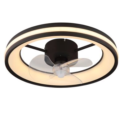 Ventilator de tavan modern, negru, din plastic, Klaaske, 30W, LED reglabil alb cald-rece, cu telecomandă