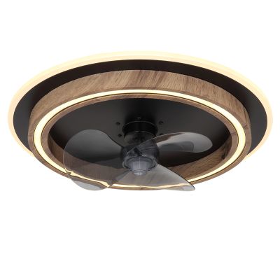 Ventilator de tavan modern maro, plastic, Lamine, 32W, LED reglabil alb cald-rece, cu telecomandă