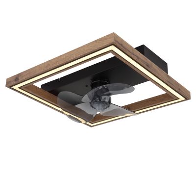 Ventilator de tavan modern maro din plastic, Lamyea, 24W, LED reglabil alb cald spre rece, cu telecomandă