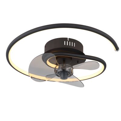 Ventilator de tavan metalic cu design negru, Lein, 30W, LED reglabil alb cald-rece, cu telecomandă