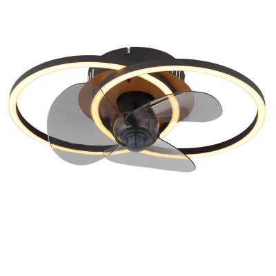 Ventilator de tavan metalic cu design negru, Leif, 24W, LED reglabil alb cald spre rece, cu telecomandă