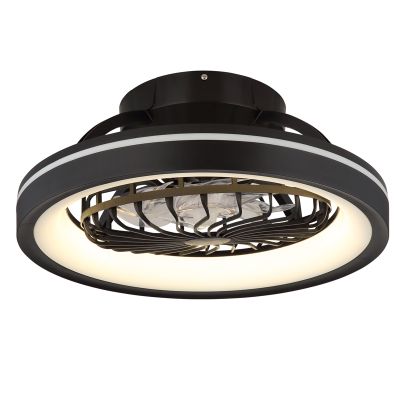 Ventilator de tavan modern, negru, din plastic, Lenard, 40W, LED reglabil alb cald-rece, cu telecomandă