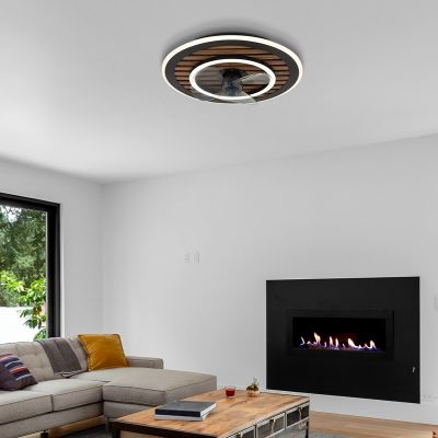 Ventilator de tavan metalic cu design negru, Maha, 36W, LED reglabil alb cald-rece, cu telecomandă