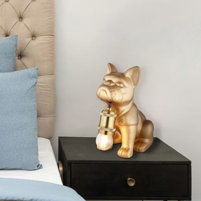 Lampă de masă din ceramică aurie, Dogan, con întrerupător