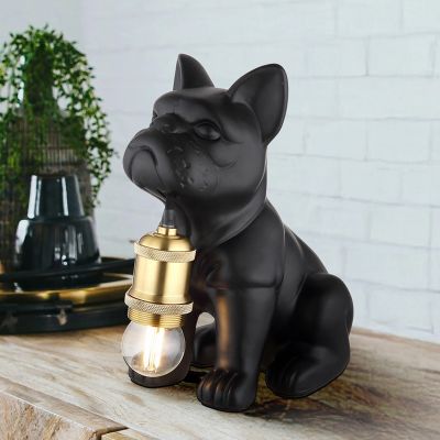 Lampă de masă din ceramică neagră, Dogan, con întrerupător