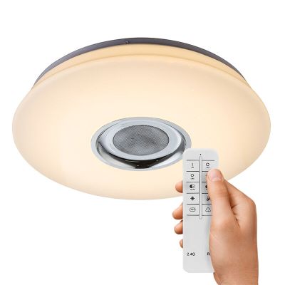 Lampă de tavan albă din plastic, Adali, 18W, LED RGBW, con telecomando