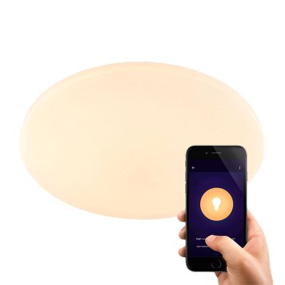 Plafonieră smart albă din metal, Helena, 30W, LED reglabil de la alb cald la alb rece