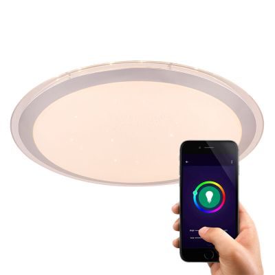 Plafonieră smart albă din metal, Vinay, 30W, LED RGBW