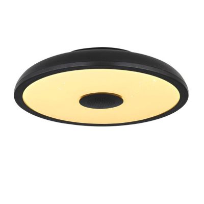 Lampă de tavan neagră din plastic, Musica, 18W, LED RGBW, IP44, con telecomando