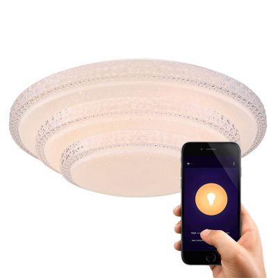 Plafonieră smart albă din metal, Aldin, 30W, LED reglabil de la alb cald la alb rece
