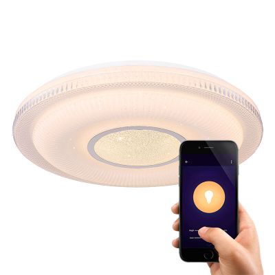 Plafonieră smart albă din metal, Aldin, 30W, LED reglabil de la alb cald la alb rece
