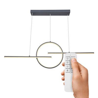 Lustră antracit din metal, Wieger, 50W, LED reglabil de la alb cald la alb rece, con telecomando