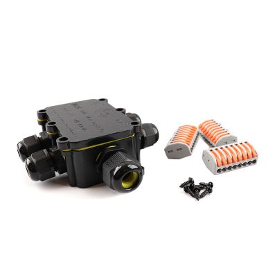 Cuplaj de cablu impermeabil cu 6 căi, cu mufă Wago în interior, IP68