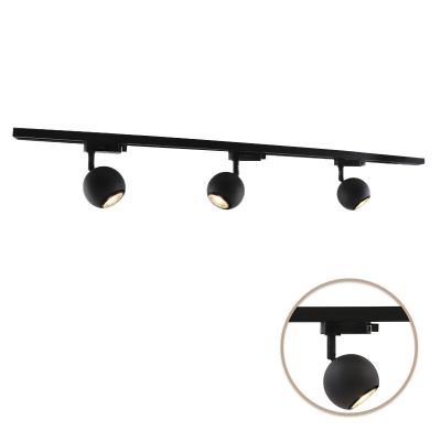 Sistem de iluminat pe șină monofazic din metal negru, Alco