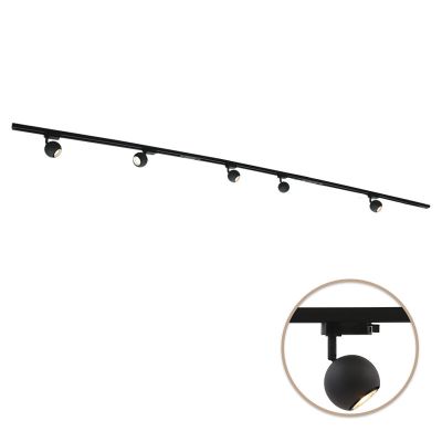 Sistem de iluminat pe șină monofazic din metal negru, Alco