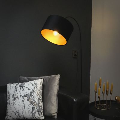 Lampadar arcuit negru modern, Urvin, con întrerupător