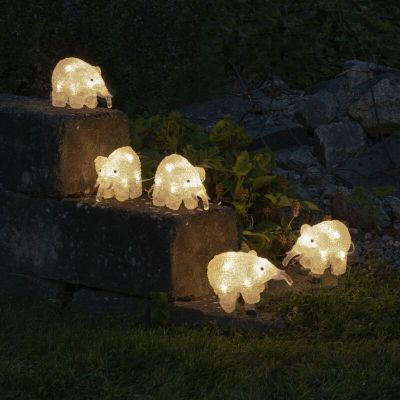 5 elefanți cu LED-uri, pentru interior și exterior