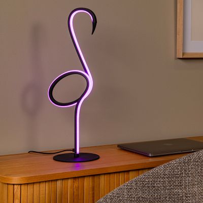 Lampă de masă modernă neagră, Flamingo, 5,5W, LED RGB, con telecomando
