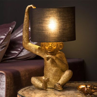 Lampă de masă retro neagră, Extravaganza Chimp, con întrerupător