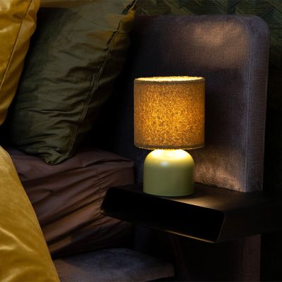 Lampă de masă vintage verde, Woolly, con întrerupător